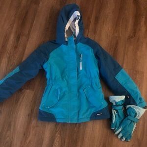 Lands End Kids Ski Jacket & Gloves